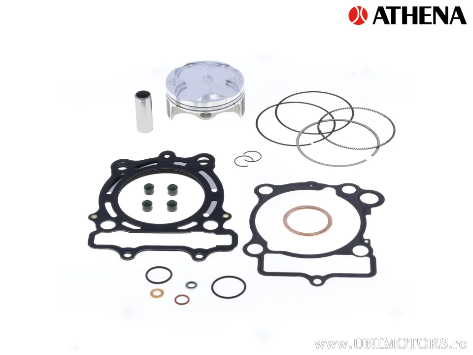 Kit piston complet: Piston forjat 4 timpi Ø 76,96 mm + set garnituri chiulasă - Athena