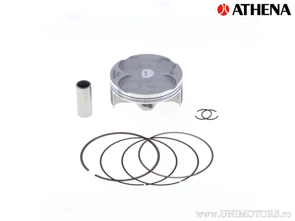 Kit piston complet: piston forjat 4 timpi Ø 76,97 mm + kit garnituri superioare - Athena