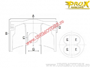 Kit piston (compresie marita) - Honda TRX 450 R ('06-'09) / TRX 450 ER ('06-'14) - 450 4T - ProX