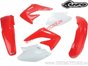 Kit plastice (alb / rosu) - Honda CRF 450 R ('02-'03) - UFO