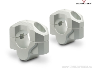 Kit rialzo manubrio 20 mm - materiale: alluminio - colore: argento - per manubrio con diametro 28 mm - SW-Motech