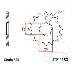 Koło zębate przednie JTF1183.17 (pas 525) - Triumph Scrambler 865 EFI / Speedmaster 800 / 865 / 865 EFI / Thruxton 900 / 900 E