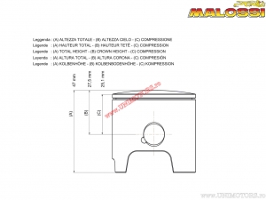 Kolben 2T (Durchmesser 50mm / Bolzen 12mm / Spiel C) - 3413047.C0 - Malossi