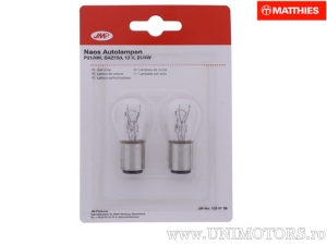 Lâmpada de freio P21/4W BAZ15D JMP Naos 12V 21/4W conjunto blister de 2 peças - JM