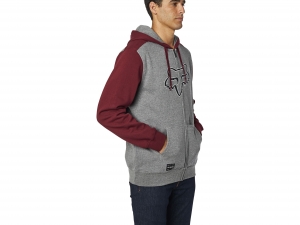 Lässige Kapuzen-Fleecejacke Destrakt Zip [Grau/Rot]: Größe - 2X