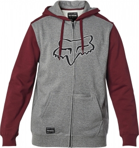 Lässige Kapuzen-Fleecejacke Destrakt Zip [Grau/Rot]: Größe - 2X
