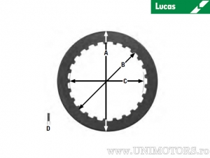 Lamele metalice ambreiaj - Honda CRF 450 R ('02-'15) / CRF 450 X ('05-'16) / TRX 450 R Sportrax K-Start ('04-'09) - Lucas