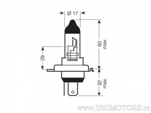 Lampadina Faro H4 P43t 24V 70/75W - Osram