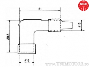 LD05E Spark Plug Pipe with 5 Kohm Resistance of Black Phenolic Resin - NGK