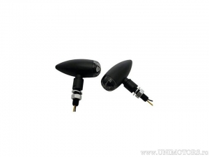 LED Blinker Micro Bullet Highsider Set 2 Stück SCHWARZ mit rauchgrauem Glas - Kellermann