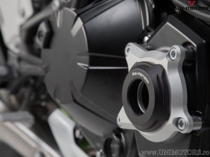 Left and Right Engine Cover Protection Set - black/silver aluminum - Kawasaki Z900 models ('16-) - SW-Motech