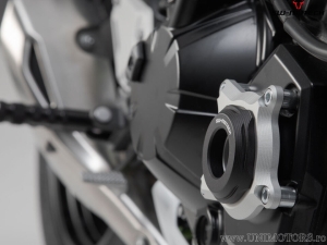 Left and Right Engine Cover Protection Set - black/silver aluminum - Kawasaki Z900 models ('16-) - SW-Motech