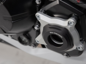 Left and Right Engine Cover Protection Set - black/silver aluminum - Kawasaki Z900 models ('16-) - SW-Motech
