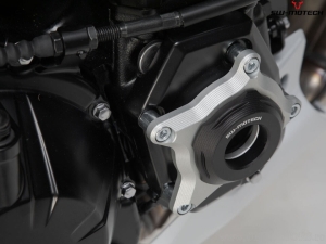 Left and Right Engine Cover Protection Set - black/silver aluminum - Kawasaki Z900 models ('16-) - SW-Motech