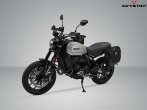 Left Side Bag Set Legend Gear LC2 (13.5L) and SLC Mount - black-brown - Ducati Scrambler models - SW-Motech