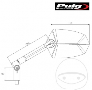 Left universal black mirror rhombic Puig GT1 M8 mm for handlebar mounting - JM