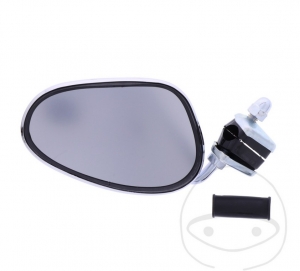Left Universal Oval Chrome Mirror with Clamp Mount for Handlebars - JM