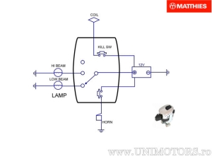 Light block + horn + universal kill switch (3 positions + 2 buttons) - JM Products