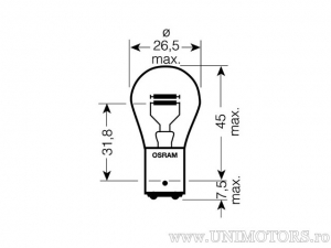 Luz de freio P21/4W BAZ15D 12V 21/4W - Osram