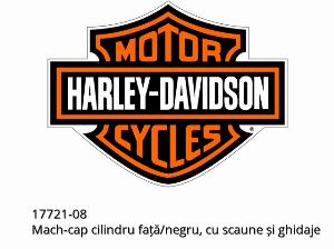 Mach-cap cilindru față/negru, cu scaune și ghidaje - 17721-08 - Harley-Davidson
