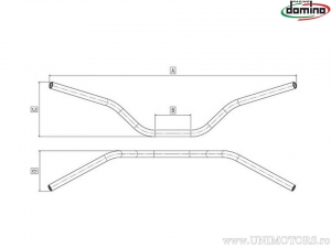 Manubrio HSA in alluminio argento Offroad High BEND diametro 22mm e lunghezza 810mm - Domino