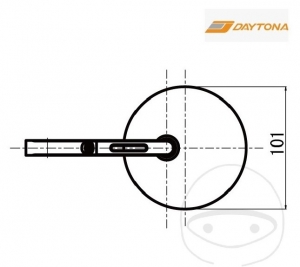 Miroir rond universel bras long Daytona couleur noire monté sur l'extrémité du guidon - JM