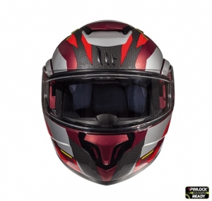 Modulaire motorhelm MT Atom SV Transcend F5 rood/glanzend grijs, Pinlock klaar