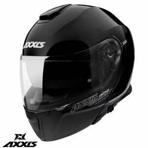 Modular helmet Axxis model Gecko SV A1 glossy black (integrated sun visor) - Glossy black, L (59/60cm)