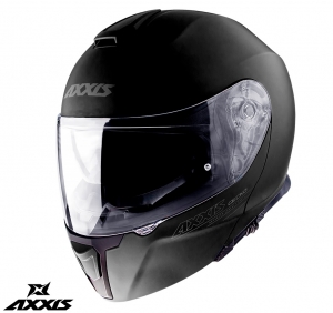 Modular helmet Axxis model Gecko SV A1 matte black (integrated sun visor)