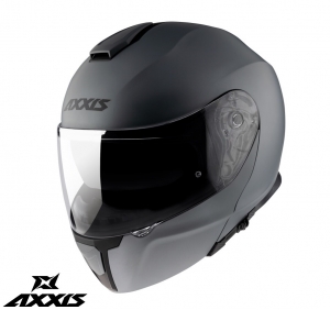 Modular helmet Axxis model Gecko SV A2 titanium mat (integrated sun visor) - Titanium mat, M (57/58cm)