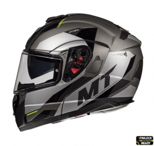 Modular helmet for motorcycles MT Atom SV Transcend E2 black/grey matte Pinlock ready - Black/grey matte, S (55/56cm)