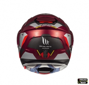 Modular helmet for motorcycles MT Atom SV Transcend F5 red/glossy grey Pinlock ready