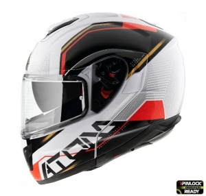 Modularer Helm MT Atom SV Quark B5 Rot/Weiß Glänzend Pinlock Bereit