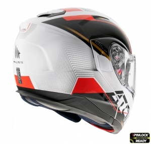 Modularer Helm MT Atom SV Quark B5 Rot/Weiß Glänzend Pinlock Bereit