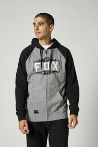 Moletom com capuz Fox Emblema Zíper Raglan Fleece [Cinza]: Tamanho - XL