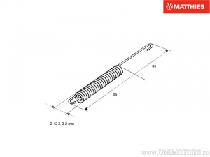 Molla ad arco centrale - lunghezza: 93mm - diametro della bobina: 2mm - diametro: 12mm - JM