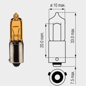Motopro - Lâmpada Halógena 12V - 21W BAY9s laranja