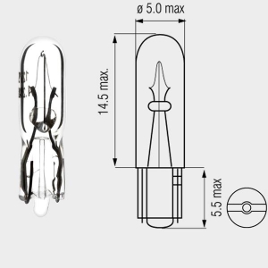 Motopro - Normale 12V Glühbirne - 1,2W mit Glassockel 2,0 x 4,6