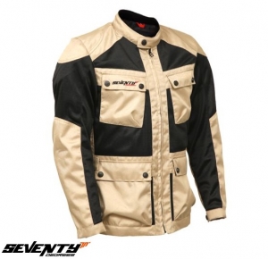 Motorcycle Jacket for Men Touring Summer Seventy Model SD-JC30 Color: Black/Beige