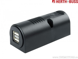 Motorcycle USB dual socket 2.5A surface mount - Herth+Buss