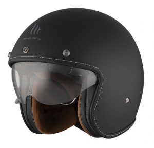 MT Le Mans 2 S SV Open Face Motorcycle Helmet Matte Black (Integrated Sun Visor) - New ECE 22.06 Certification - Matte Black, XL