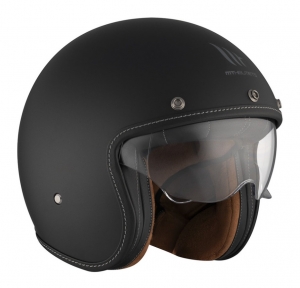 MT Le Mans 2 S SV Open Face Motorcycle Helmet Matte Black (Integrated Sun Visor) - New ECE 22.06 Certification - Matte Black, XL