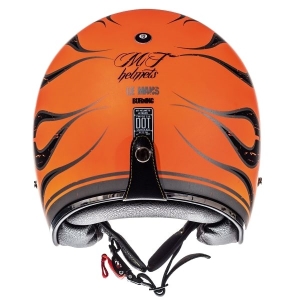 MT Le Mans SV Flaming Open Face Motorcycle Helmet in Black/Orange Gloss (Integrated Sun Visor)