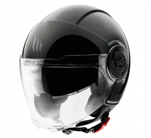 MT Viale SV S A1 Glossy Black Helmet (Integrated Sun Visor) - New ECE 22.06 Certification - Glossy Black, M (57/58cm)