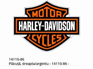 Nameplate, rechts/Silber - 14110-86 - Harley-Davidson