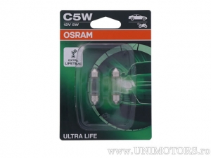 Nom de Pièce: Pack Blister de 2 Ampoules Osram SV8.5-8 Ultra Life 12V 5W L: 36mm
