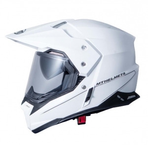 Offroad-Motorradhelm MT Synchrony Duo Sport glänzend weiß mit Visier (integrierte Sonnenbrille)