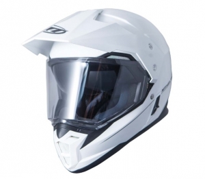 Offroad-Motorradhelm MT Synchrony Duo Sport glänzend weiß mit Visier (integrierte Sonnenbrille)