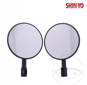 Oglinda universala rotunda set Shin Yo culoare neagra montare pe capat ghidon - JM