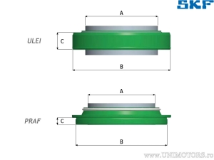 Oil/dust seal kit for SKF fork (green) - 40x52.25x9.8mm / 40x52.45x4.8mm - KITG-40M - SKF